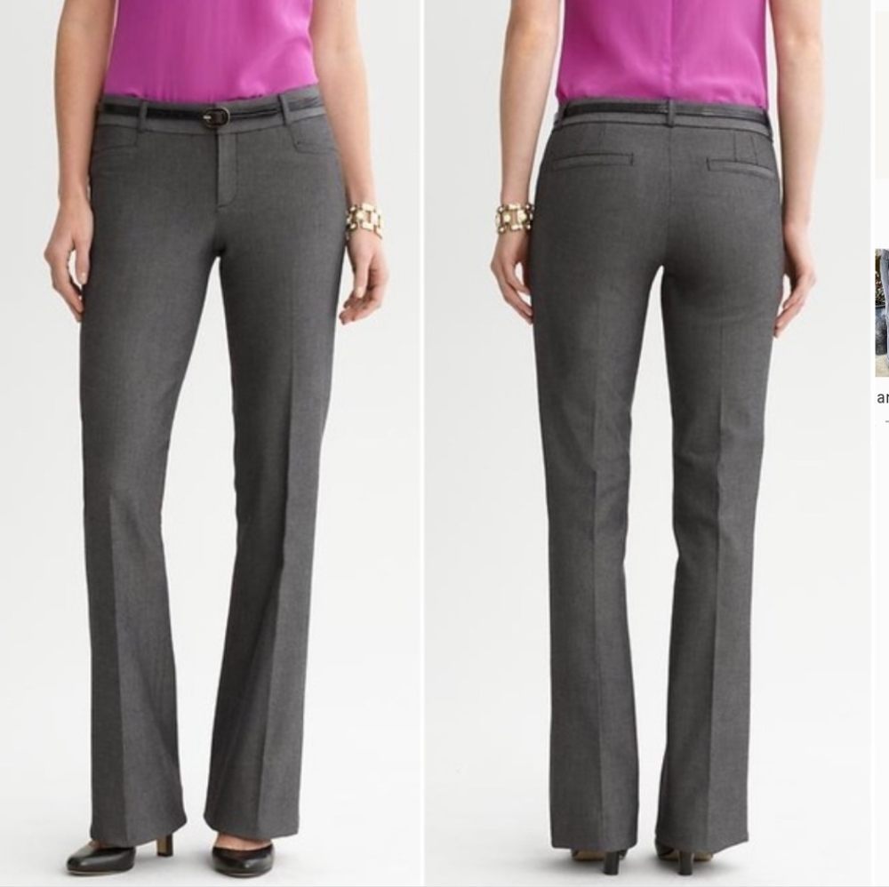 BANANA REPUBLIC Dark Gray Herringbone Sloan Flare Pant Size 6